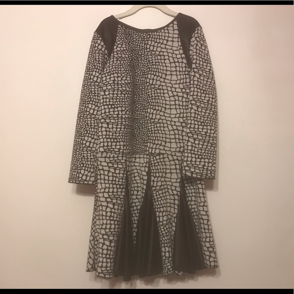 Black/white dress with vegan leather detail